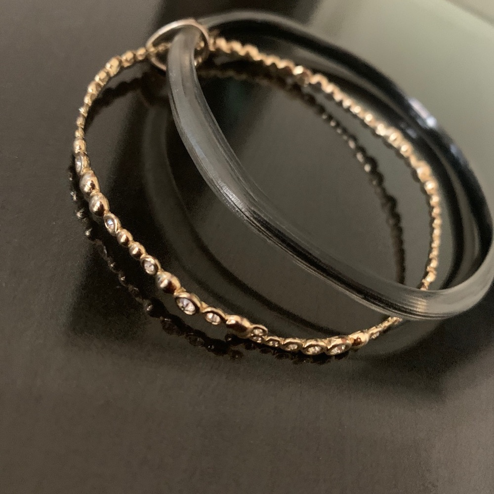 Alexis Bittar Double Stacked Crystal Liquid Gold Bangle Bracelet